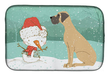 Load image into Gallery viewer, Fawn Natural Great Dane Snowman Christmas Dish Drying Mat – Absorbent, Artistic Kitchen Essentials CK2040DDM