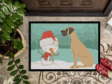 Load image into Gallery viewer, Fawn Natural Great Dane Snowman Christmas Doormat - 18x27 Decorative Floor Mat – Indoor/Outdoor Rug with Artistic Flair CK2040MAT