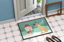 Load image into Gallery viewer, Cropped Fawn Great Dane Snowman Christmas Doormat - 18x27 Decorative Floor Mat – Indoor/Outdoor Rug with Artistic Flair CK2041MAT