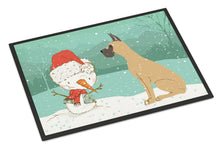 Load image into Gallery viewer, Cropped Fawn Great Dane Snowman Christmas Doormat - 18x27 Decorative Floor Mat – Indoor/Outdoor Rug with Artistic Flair CK2041MAT