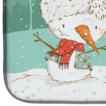 Load image into Gallery viewer, Harlequin Great Dane Snowman Christmas Dish Drying Mat – Absorbent, Artistic Kitchen Essentials CK2042DDM