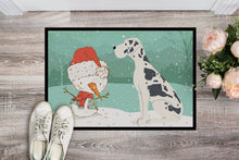 Load image into Gallery viewer, Harlequin Great Dane Snowman Christmas Doormat - 18x27 Decorative Floor Mat – Indoor/Outdoor Rug with Artistic Flair CK2042MAT