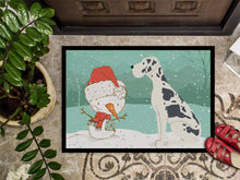 Load image into Gallery viewer, Harlequin Great Dane Snowman Christmas Doormat - 18x27 Decorative Floor Mat – Indoor/Outdoor Rug with Artistic Flair CK2042MAT