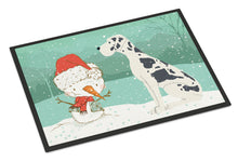 Load image into Gallery viewer, Harlequin Great Dane Snowman Christmas Doormat - 18x27 Decorative Floor Mat – Indoor/Outdoor Rug with Artistic Flair CK2042MAT