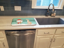 Load image into Gallery viewer, Brindle Greyhound Snowman Christmas Dish Drying Mat – Absorbent, Artistic Kitchen Essentials CK2043DDM