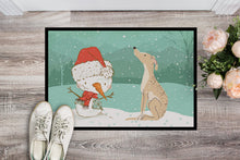 Load image into Gallery viewer, Brindle Greyhound Snowman Christmas Doormat - 24x36 Decorative Floor Mat – Indoor/Outdoor Rug with Artistic Flair CK2043JMAT