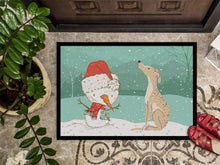Load image into Gallery viewer, Brindle Greyhound Snowman Christmas Doormat - 24x36 Decorative Floor Mat – Indoor/Outdoor Rug with Artistic Flair CK2043JMAT