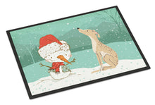 Load image into Gallery viewer, Brindle Greyhound Snowman Christmas Doormat - 24x36 Decorative Floor Mat – Indoor/Outdoor Rug with Artistic Flair CK2043JMAT