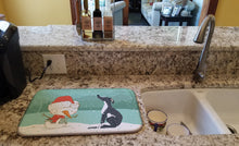 Load image into Gallery viewer, Black Greyhound Snowman Christmas Dish Drying Mat – Absorbent, Artistic Kitchen Essentials CK2044DDM