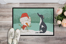 Load image into Gallery viewer, Black Greyhound Snowman Christmas Doormat - 24x36 Decorative Floor Mat – Indoor/Outdoor Rug with Artistic Flair CK2044JMAT