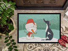 Load image into Gallery viewer, Black Greyhound Snowman Christmas Doormat - 24x36 Decorative Floor Mat – Indoor/Outdoor Rug with Artistic Flair CK2044JMAT