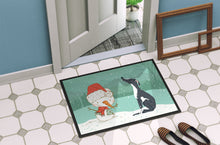 Load image into Gallery viewer, Black Greyhound Snowman Christmas Doormat - 24x36 Decorative Floor Mat – Indoor/Outdoor Rug with Artistic Flair CK2044JMAT