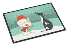 Load image into Gallery viewer, Black Greyhound Snowman Christmas Doormat - 24x36 Decorative Floor Mat – Indoor/Outdoor Rug with Artistic Flair CK2044JMAT