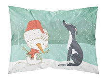 Load image into Gallery viewer, Black Greyhound Snowman Christmas  Standard Pillowcase – Artistic Decorative Front, White Back CK2044PILLOWCASE