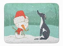 Load image into Gallery viewer, Black Greyhound Snowman Christmas Machine Washable Memory Foam Mat CK2044RUG