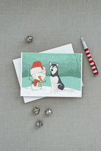 Load image into Gallery viewer, Siberian Husky Snowman Christmas Greeting Cards -  Blank Note Cards – 8-Pack of Artist-Designed Cards with Envelopes