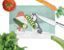 Load image into Gallery viewer, Siberian Husky Snowman Christmas Glass Cutting Boards – Durable, Decorative Kitchen Art Large CK2046LCB