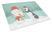 Load image into Gallery viewer, Siberian Husky Snowman Christmas Glass Cutting Boards – Durable, Decorative Kitchen Art Large CK2046LCB