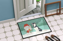 Load image into Gallery viewer, Siberian Husky Snowman Christmas Doormat - 18x27 Decorative Floor Mat – Indoor/Outdoor Rug with Artistic Flair CK2046MAT