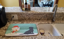 Load image into Gallery viewer, Black Labrador Snowman Christmas Dish Drying Mat – Absorbent, Artistic Kitchen Essentials CK2047DDM