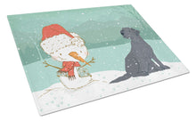 Load image into Gallery viewer, Black Labrador Snowman Christmas Glass Cutting Boards – Durable, Decorative Kitchen Art Large CK2047LCB