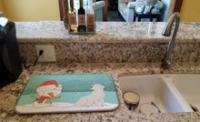 Load image into Gallery viewer, Yellow Labrador Snowman Christmas Dish Drying Mat – Absorbent, Artistic Kitchen Essentials CK2049DDM