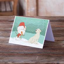 Load image into Gallery viewer, Yellow Labrador Snowman Christmas Greeting Cards -  Blank Note Cards – 8-Pack of Artist-Designed Cards with Envelopes