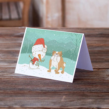 Load image into Gallery viewer, English Bulldog Snowman Christmas Greeting Cards -  Blank Note Cards – 8-Pack of Artist-Designed Cards with Envelopes