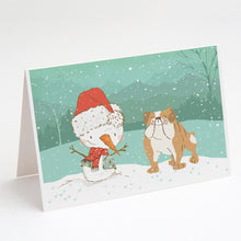 Load image into Gallery viewer, English Bulldog Snowman Christmas Greeting Cards -  Blank Note Cards – 8-Pack of Artist-Designed Cards with Envelopes