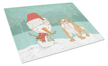 Load image into Gallery viewer, English Bulldog Snowman Christmas Glass Cutting Boards – Durable, Decorative Kitchen Art Large CK2053LCB