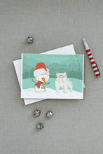Load image into Gallery viewer, White English Bulldog Snowman Christmas Greeting Cards -  Blank Note Cards – 8-Pack of Artist-Designed Cards with Envelopes