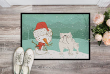 Load image into Gallery viewer, White English Bulldog Snowman Christmas Doormat - 24x36 Decorative Floor Mat – Indoor/Outdoor Rug with Artistic Flair CK2054JMAT