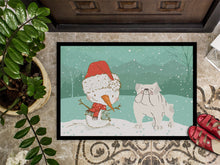 Load image into Gallery viewer, White English Bulldog Snowman Christmas Doormat - 18x27 Decorative Floor Mat – Indoor/Outdoor Rug with Artistic Flair CK2054MAT