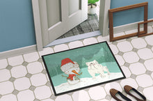 Load image into Gallery viewer, White English Bulldog Snowman Christmas Doormat - 18x27 Decorative Floor Mat – Indoor/Outdoor Rug with Artistic Flair CK2054MAT