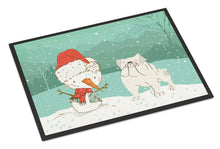 Load image into Gallery viewer, White English Bulldog Snowman Christmas Doormat - 18x27 Decorative Floor Mat – Indoor/Outdoor Rug with Artistic Flair CK2054MAT