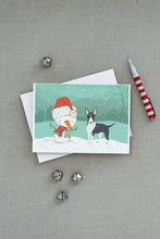 Load image into Gallery viewer, Black Bull Terrier Snowman Christmas Greeting Cards -  Blank Note Cards – 8-Pack of Artist-Designed Cards with Envelopes