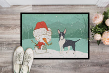 Load image into Gallery viewer, Black Bull Terrier Snowman Christmas Doormat - 24x36 Decorative Floor Mat – Indoor/Outdoor Rug with Artistic Flair CK2055JMAT
