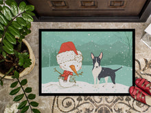 Load image into Gallery viewer, Black Bull Terrier Snowman Christmas Doormat - 24x36 Decorative Floor Mat – Indoor/Outdoor Rug with Artistic Flair CK2055JMAT