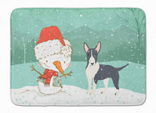 Load image into Gallery viewer, Black Bull Terrier Snowman Christmas Machine Washable Memory Foam Mat CK2055RUG