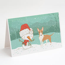 Load image into Gallery viewer, Fawn Bull Terrier Snowman Christmas Greeting Cards -  Blank Note Cards – 8-Pack of Artist-Designed Cards with Envelopes