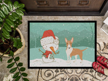 Load image into Gallery viewer, Fawn Bull Terrier Snowman Christmas Doormat - 24x36 Decorative Floor Mat – Indoor/Outdoor Rug with Artistic Flair CK2056JMAT