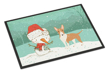 Load image into Gallery viewer, Fawn Bull Terrier Snowman Christmas Doormat - 24x36 Decorative Floor Mat – Indoor/Outdoor Rug with Artistic Flair CK2056JMAT