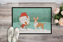 Load image into Gallery viewer, Fawn Bull Terrier Snowman Christmas Doormat - 18x27 Decorative Floor Mat – Indoor/Outdoor Rug with Artistic Flair CK2056MAT