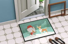 Load image into Gallery viewer, Fawn Bull Terrier Snowman Christmas Doormat - 18x27 Decorative Floor Mat – Indoor/Outdoor Rug with Artistic Flair CK2056MAT