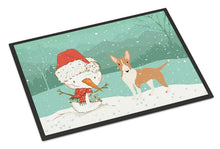 Load image into Gallery viewer, Fawn Bull Terrier Snowman Christmas Doormat - 18x27 Decorative Floor Mat – Indoor/Outdoor Rug with Artistic Flair CK2056MAT