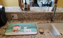 Load image into Gallery viewer, White Bull Terrier Snowman Christmas Dish Drying Mat – Absorbent, Artistic Kitchen Essentials CK2058DDM