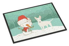 Load image into Gallery viewer, White Bull Terrier Snowman Christmas Doormat - 18x27 Decorative Floor Mat – Indoor/Outdoor Rug with Artistic Flair CK2058MAT
