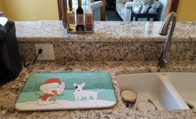 Load image into Gallery viewer, White Spot Bull Terrier Snowman Christmas Dish Drying Mat – Absorbent, Artistic Kitchen Essentials CK2059DDM