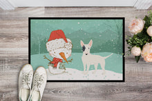 Load image into Gallery viewer, White Spot Bull Terrier Snowman Christmas Doormat - 18x27 Decorative Floor Mat – Indoor/Outdoor Rug with Artistic Flair CK2059MAT