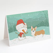 Load image into Gallery viewer, Pembroke Corgi Snowman Christmas Greeting Cards -  Blank Note Cards – 8-Pack of Artist-Designed Cards with Envelopes